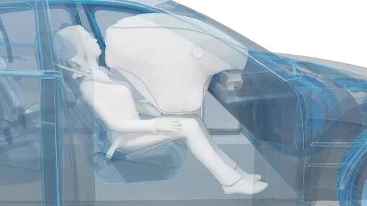 Autositz mit Airbag und Sicherheitsgurt