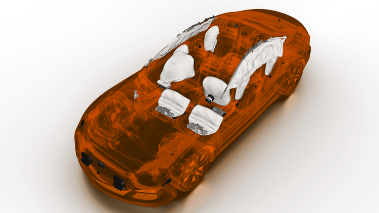 Auto mit Airbags und Sicherheitsgurten